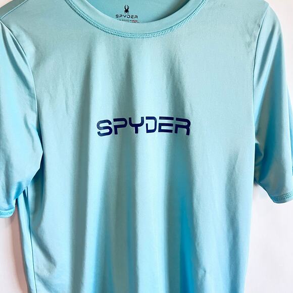 SPYDER UNISEX  SURF SWIM SHORTSLEEVE CREW NECK ATHLETIC SHIRT LIGHT BLUE SIZE L - Picture 2 of 9
